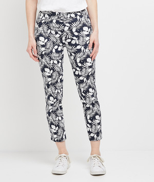 Pantalon imprimé en satin de coton femme MARINE