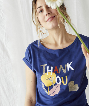 T-shirt à message bleu femme MARINE