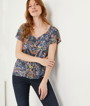 T-shirt imprimé papillons femme MARINE