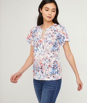 T-shirt imprimé pétales colorés femme ECRU