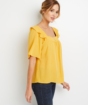 Blouse unie à volants femme CURRY