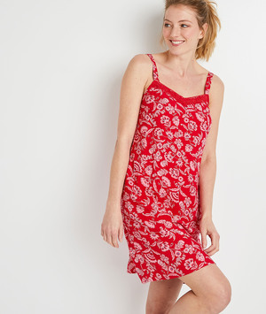 Robe rouge imprimée à bretelles femme ROUGE