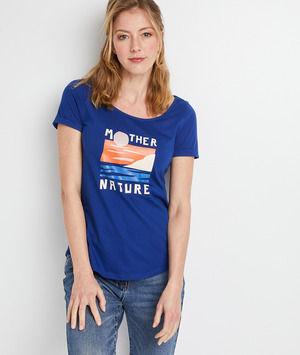 T-shirt bleu à motif femme BLEU