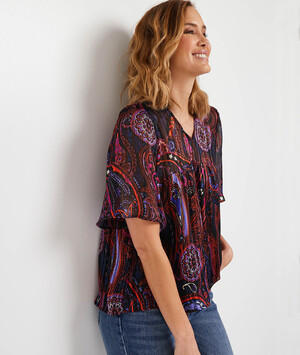 Blouse imprimé cachemire fluide femme MULTICOLORE
