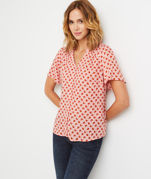 Blouse rose imprimé papillons femme ROSE