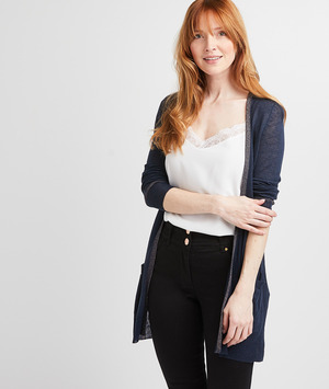 Long gilet fin bleu marine femme MARINE
