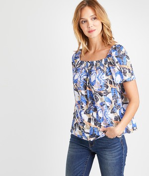 T-shirt imprimé manches ballons femme VIOLET