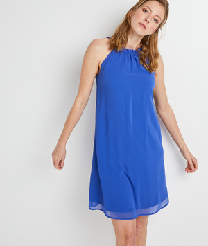 Robe en voile suspendue unie femme BLEU