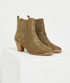 Boots esprit cowboy kaki femme TAUPE