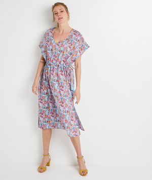 Robe kimono de plage imprimée femme CORAIL