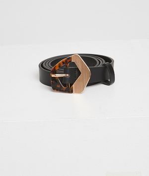 Ceinture noire boucle léopard femme NOIR