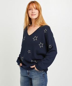 Pull loose étoile femme MARINE