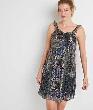 Robe en voile imprimé ethnique femme NOIR