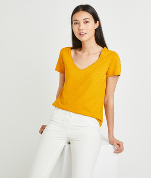 T-shirt basique uni en coton femme SAFRAN