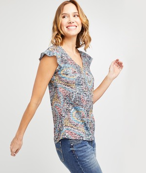 T-shirt imprimé dos fantaisie femme NOIR