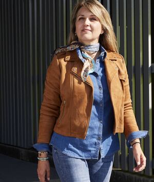 Blouson en suédine femme CAMEL