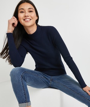 Pull fin côtelé femme MARINE