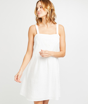 Robe en gaze de coton blanche femme ECRU
