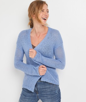 Gilet grosse maille femme BLEU