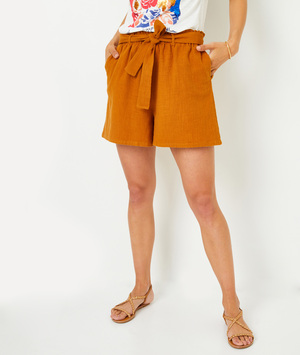 Short camel léger en coton femme CAMEL