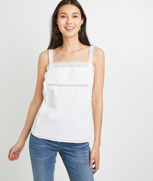 Débardeur blanc à dentelle femme BLANC