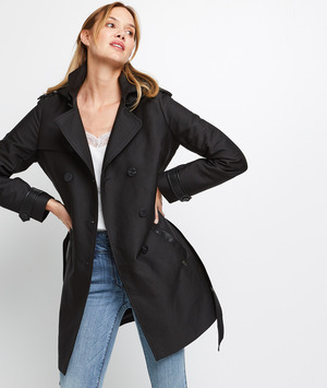 Trench à capuche femme NOIR