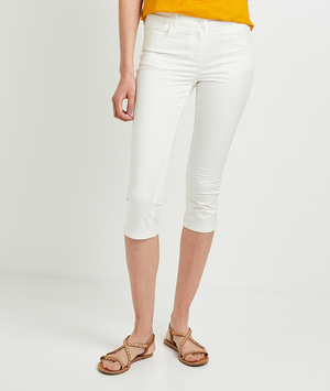 Corsaire en coton stretch blanc femme BLANC OPTIQUE