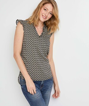 Blouse imprimée en viscose femme NOIR