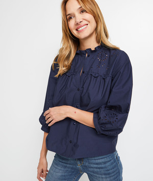 Chemisier marine en coton femme MARINE