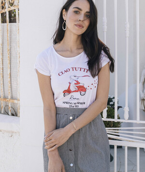 T-shirt blanc à motif femme BLANC