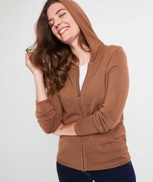 Gilet à capuche uni femme CAMEL