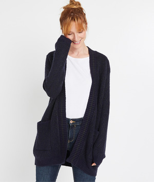 Gilet long maille marine lurex femme MARINE