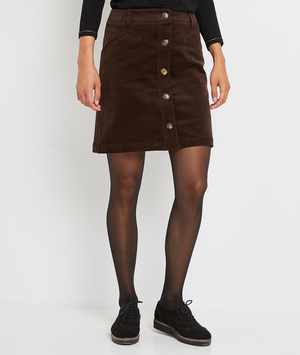 Jupe trapèze en velours marron femme CAFE