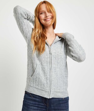 Gilet zippé à capuche femme GRIS