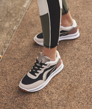 Baskets style running tricolore femme NOIR