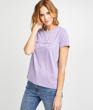 T-shirt uni parme à message femme PARME