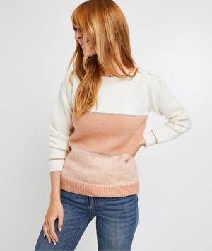 Pull color block femme ROSE