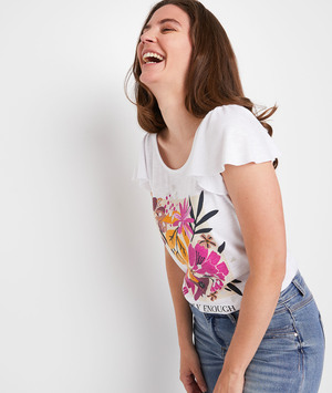 T-shirt écru à fleurs femme ECRU