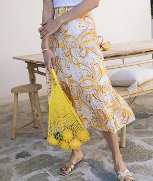 Jupe en voile imprimé jaune femme JAUNE