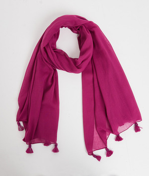 Foulard violet à pompons perlés femme ORCHIDEE