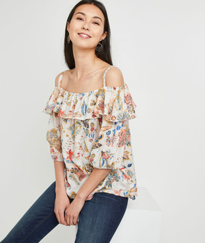 Blouse fleurie à volants femme IMPRIME