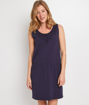 Robe unie en coton stretch femme MARINE