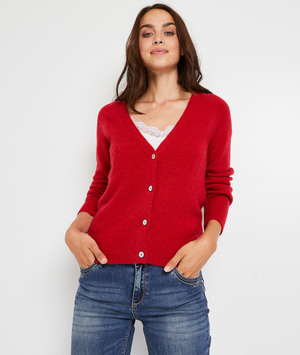 Gilet boutonné femme ROUGE