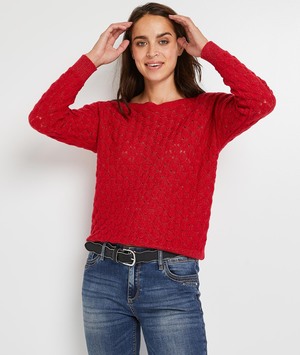 Pull fantaisie femme ROUGE
