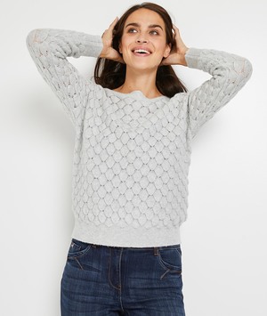 Pull fantaisie femme GRIS