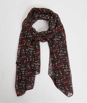 Foulard imprimé fleuri femme NOIR