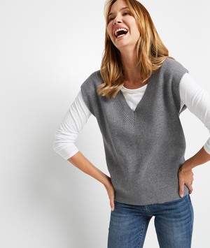 Pull sans manche femme GRIS
