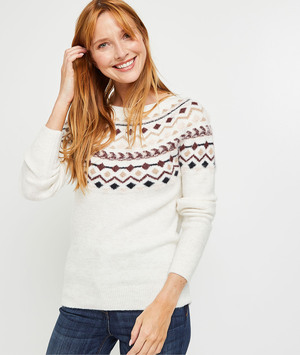 Pull motifs femme ECRU