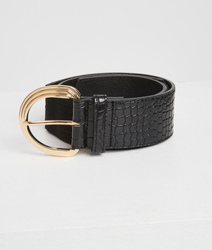 Ceinture noire effet croco femme NOIR