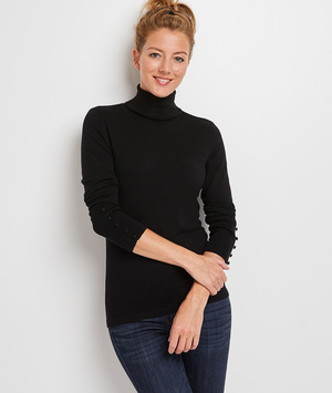 Pull col roulé noir femme NOIR